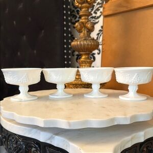 Elegant Vintage Milk Glass Dessert Cups